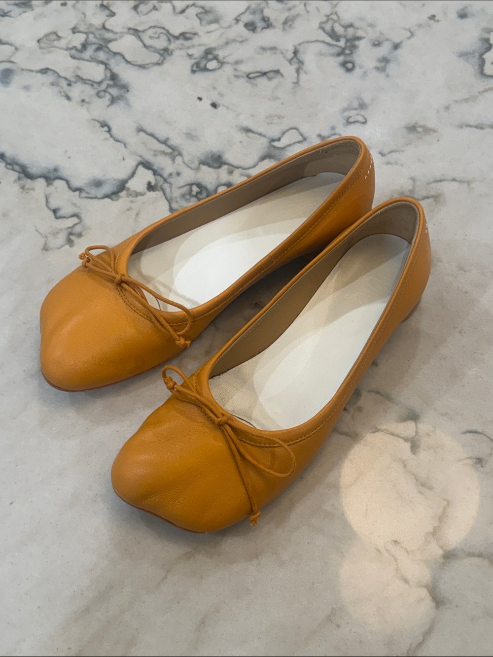 MM6 Maison Martin Margiela Anatomic Ballet Flats in Mustard Yellow